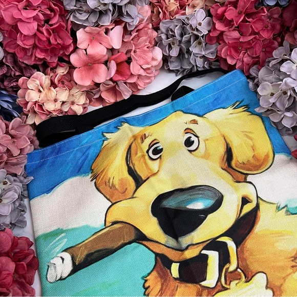 Eco-Friendly Goofy Golden Retriever Dog Folding Tote Bag - Picture 11 of 15